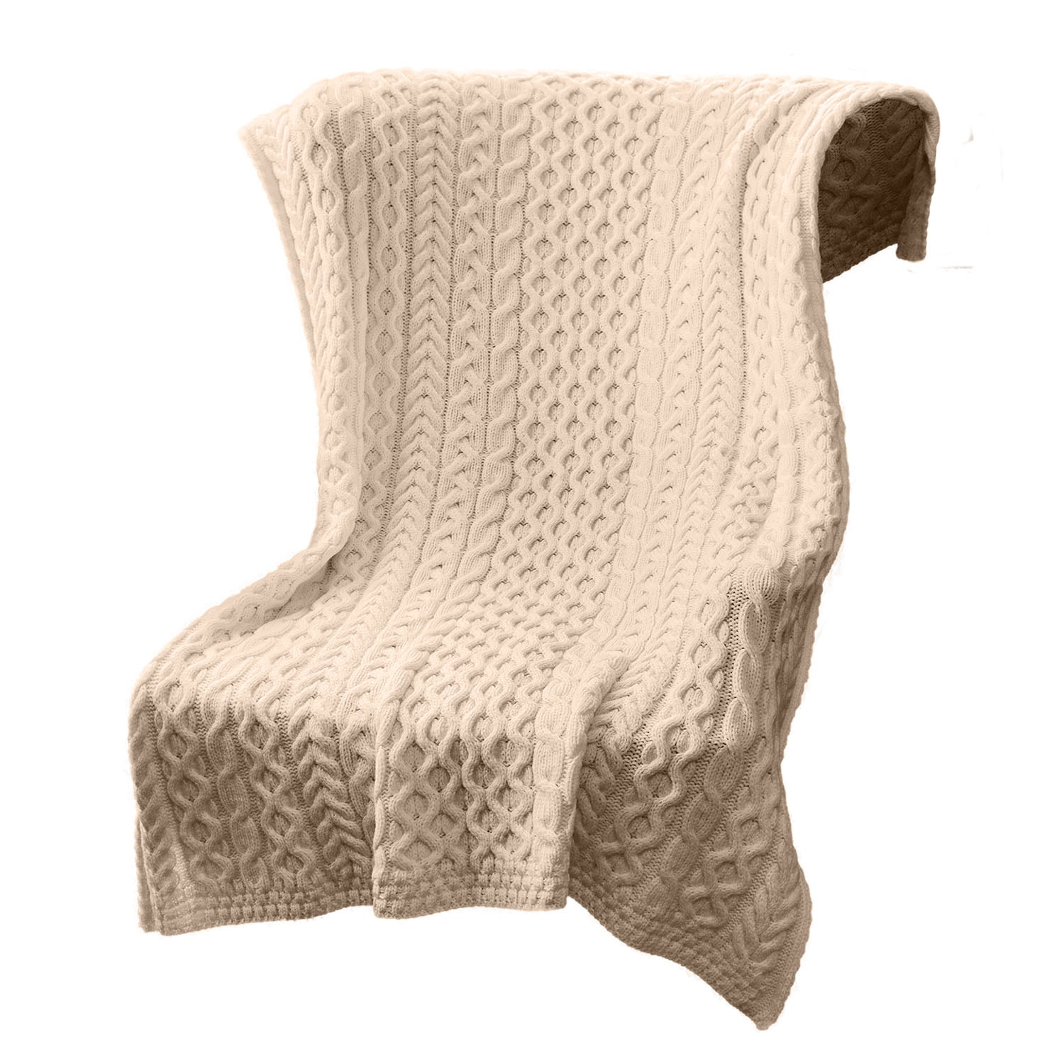 Irish Throw Blanket 100 Merino Wool Cable Knit Warm Plaid Designed in
