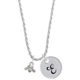 thumbnail image 1 of Delight Jewelry Silvertone Mini Bee Silvertone Script Initial Disc - E - Charm Necklace, 20"+3", 1 of 4