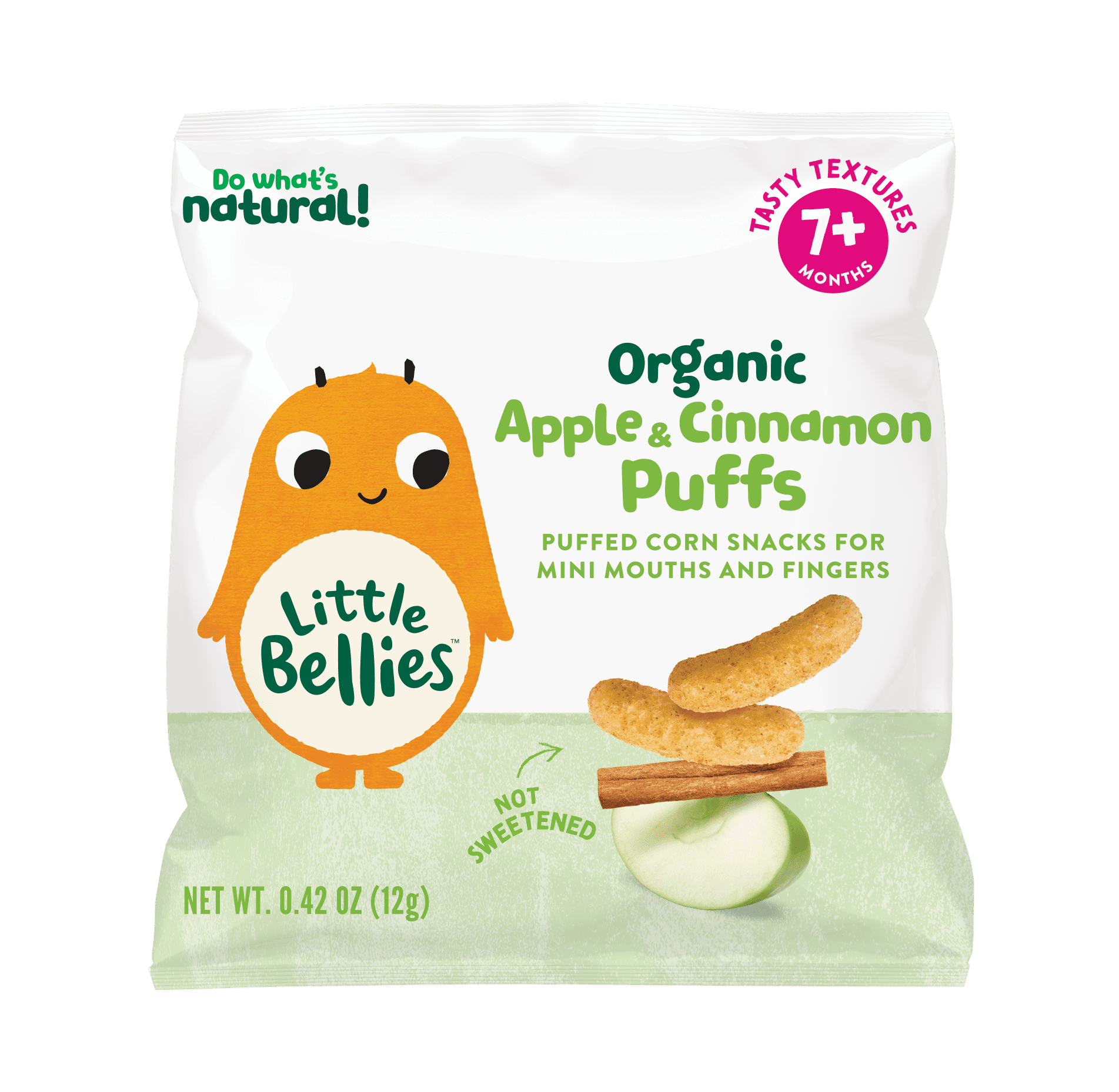 (2 pack) Little Bellies Organic Apple & Cinnamon Puffs Snack, 0.42 oz Bag