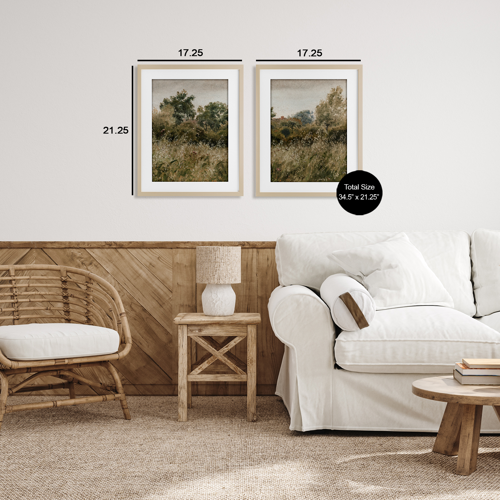 Rural Foliage Thicket 2 Piece Birch Framed Print Under Glass Set, design by Lettered and Lined