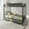 thumbnail image 2 of Kidkapers Black Twin Over Twin Bunk Beds with Trundle: Metal Frame, Space-Saving Trundle, Guardrail & 2-Side Ladder, Noise-Free Slats, No Box Spring, 2 of 5