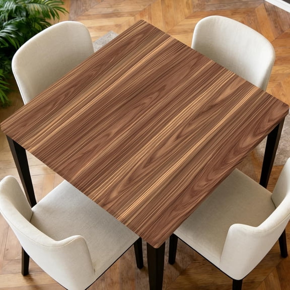 Square Fitted Tablecloth with Elastic Edge Design Table Cover Waterproof Stain-Resistant Wipeable Table Cloth for Kitchen Dining Picnic Patio Outdoor Party Wooden 34X34 Inch
