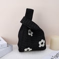thumbnail image 5 of Unique Bargains 1 Pc Knitted Wrist Bag Openwork Flower Gift Bag Black, 5 of 5