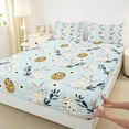 thumbnail image 3 of Feelyou Kawaii Rabbit Animal Twin Sheet Sets for Kids, Cartoon Easter Eggs Twin Fitted Sheet, Groovy Flower Leaf Flat Sheet, Luxury Bedroom Decor, 3-Piece, 3 of 7