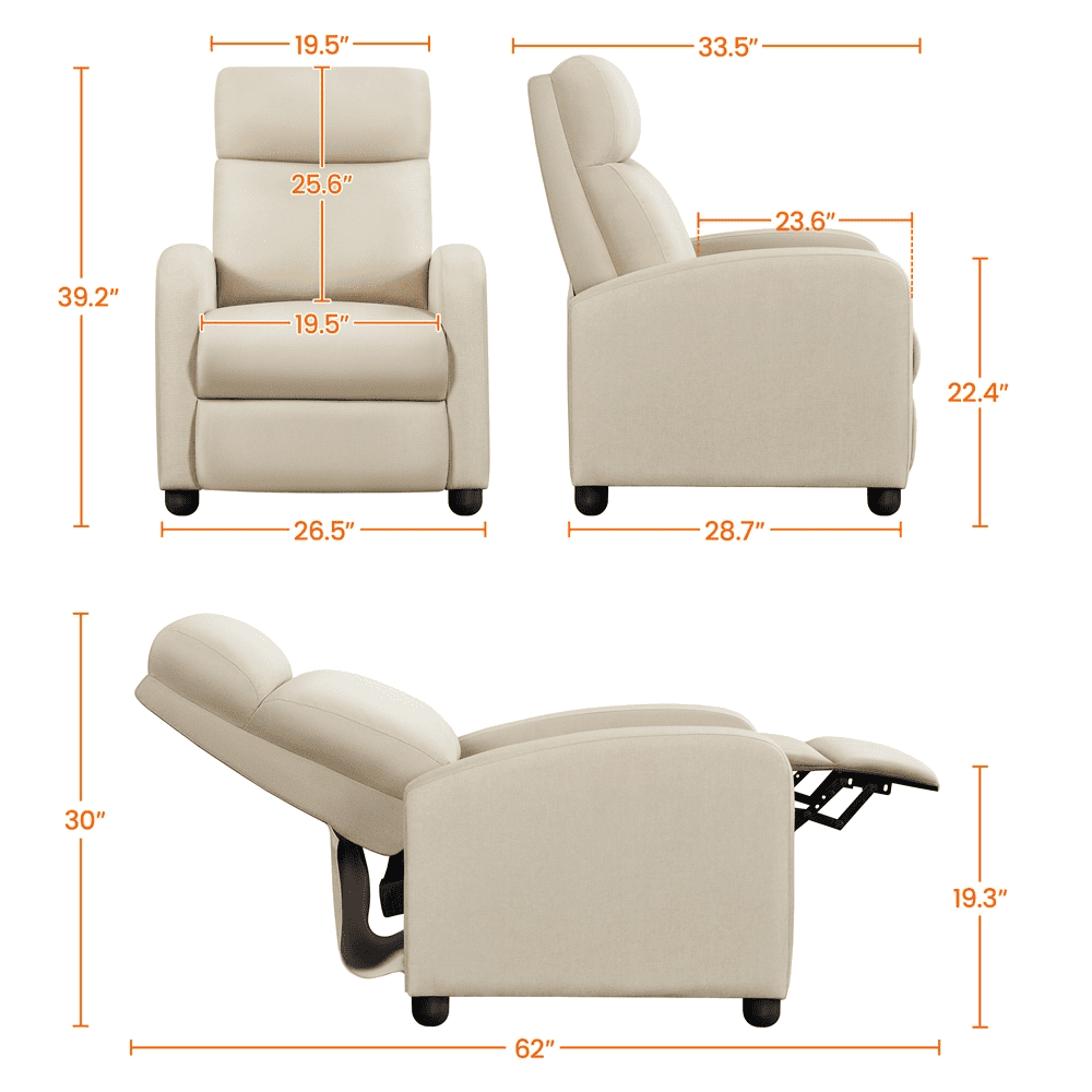 Yaheetech Modern Fabric Upholstered Recliner Chair with Pocket Spring for Home, Beige