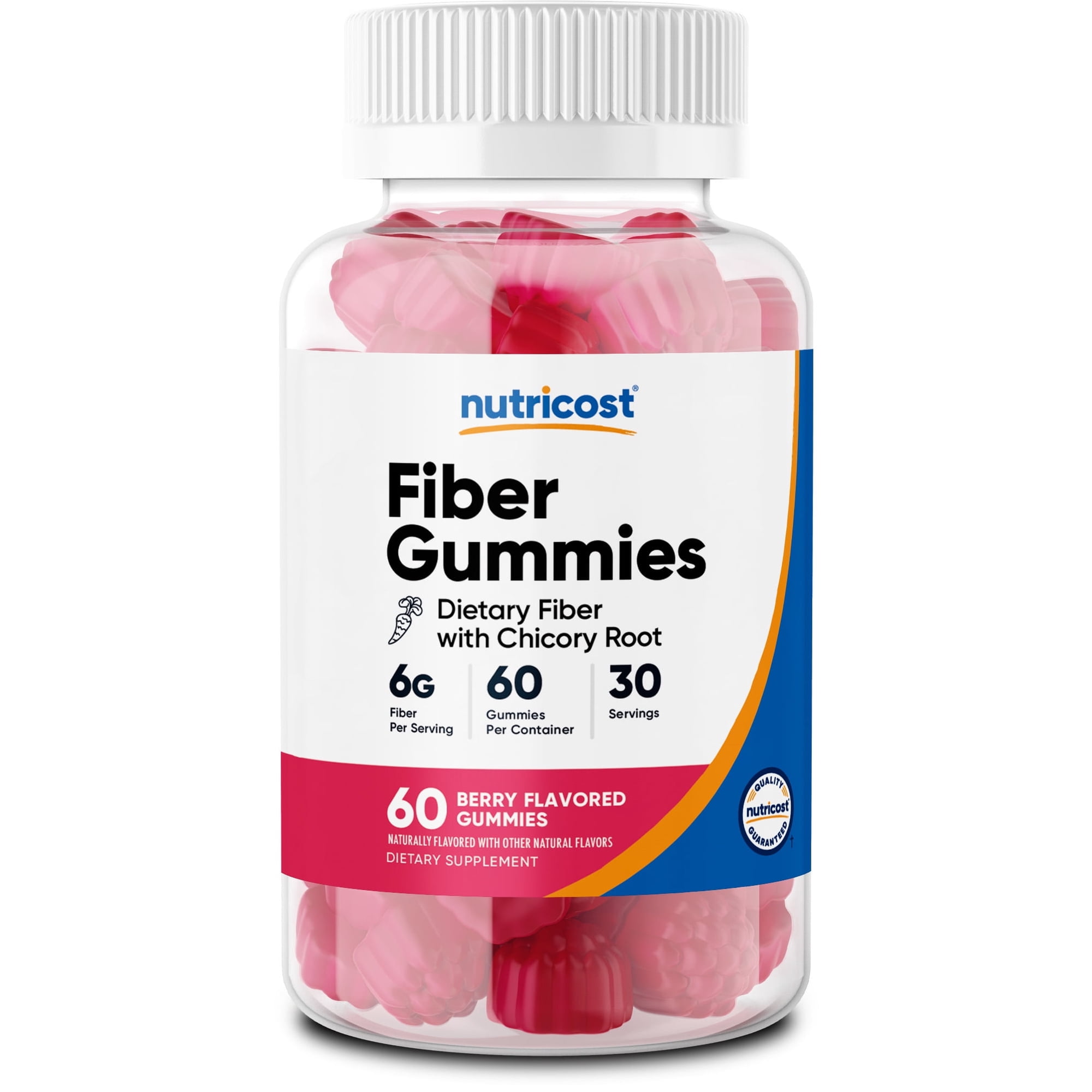 Nutricost Fiber Gummies (Berry Flavored) 60 Gummies - Dietary Fiber Supplement with Chicory Root, 6g per Serving, Vegan, 30 Servings