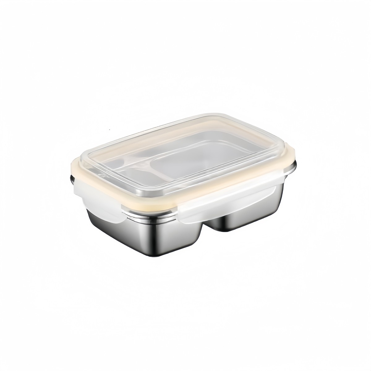 2 Compartment Stainless Steel Lunch Box Leak Proof Snack Container For School