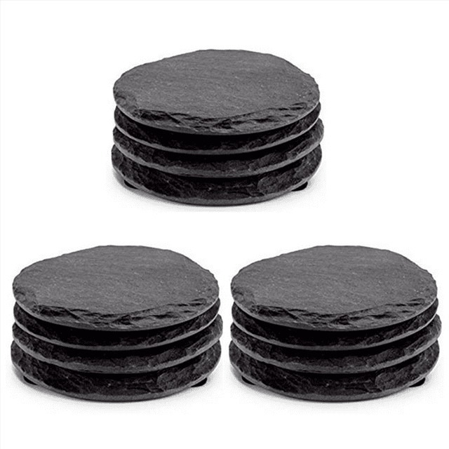 12 Sous-Verres Noirs Ronds Sous-Verres Faits à la Main pour Boissons, Boissons, Verres à Vin