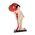 thumbnail image 3 of Figura coleccionable de geisha japonesa de 12 pulgadas, muñeca oriental, estatua de niña artesanal Blanco y dorado, 3 of 9