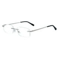 thumbnail image 3 of EYE ZOOM 2 Pack Unisex Rimless Metal Frame Reading Glasses with Case for Men and Women (Silver +2.00), 3 of 5