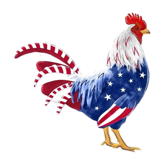Craig Bachman 12" Metal Patriotic Rooster Sign, Red, White & Blue