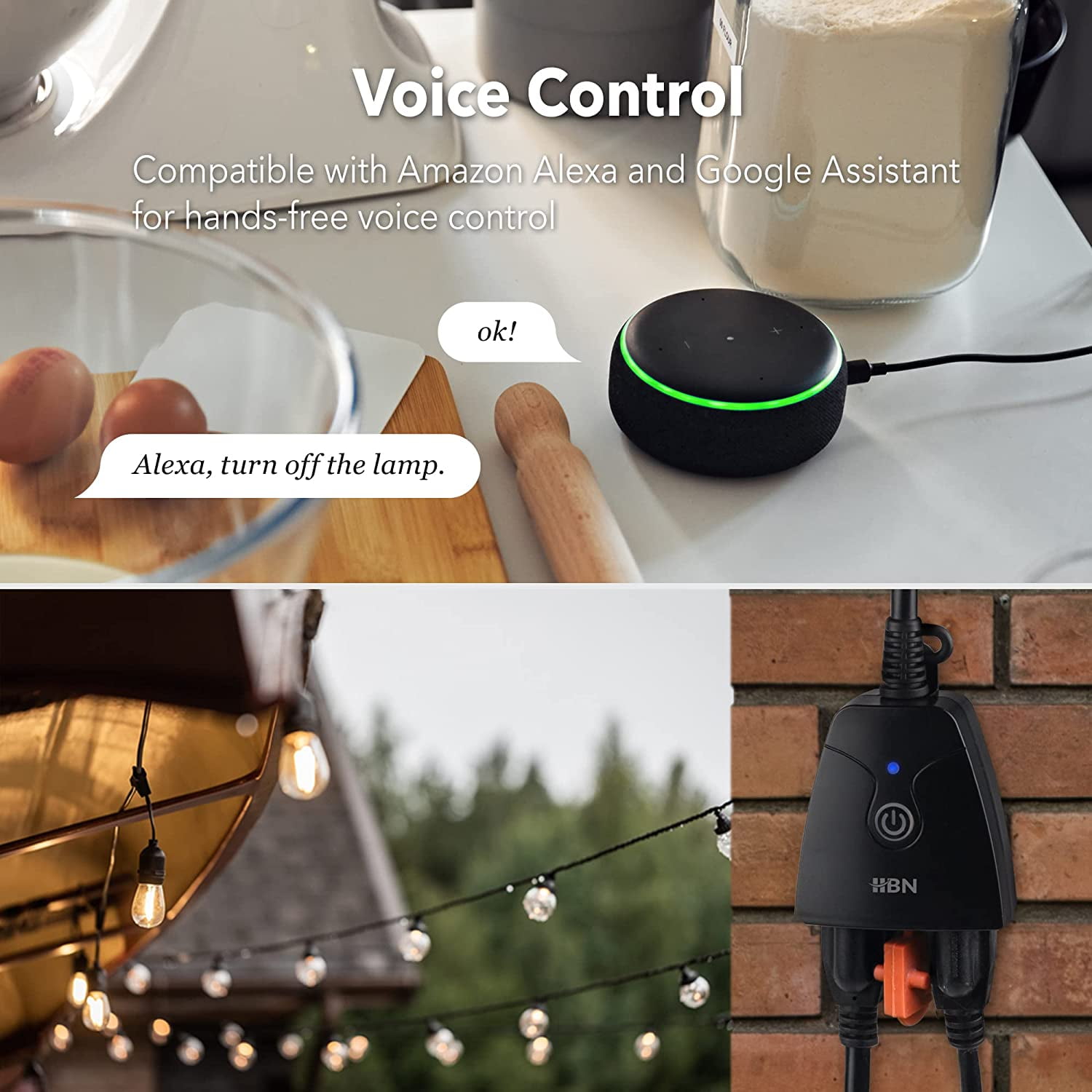 JONATHAN Y Outdoor Smart Dual Plug - WiFi Remote App Control for Outdoor  Lights, Compatible with Alexa and Google Home Assistant PLG1003A - The Home  Depot