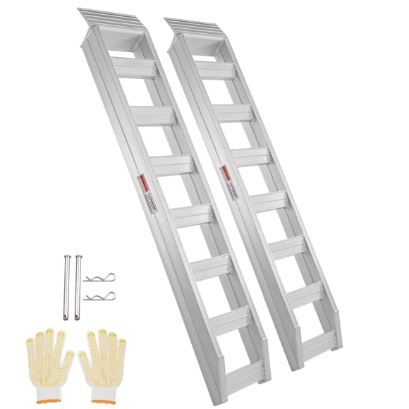 VEVOR Aluminum Ramps, Rated Load 6800 lbs, Max Load 8810 lbs, Heavy-duty Ramps with Top Hook Attaching End Universal