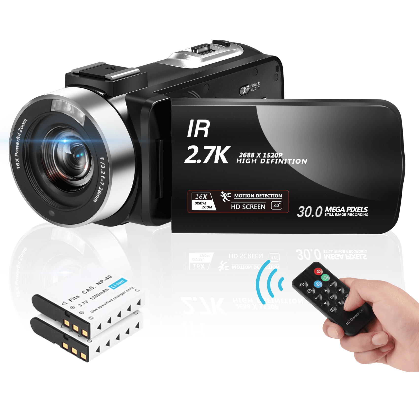 Yinzam XH06 High Quality 2K QHD Video Camera, 2.8 Inch 270 Degree Rotation LCD Big Screen Camcorder With SD Card Battery Camera