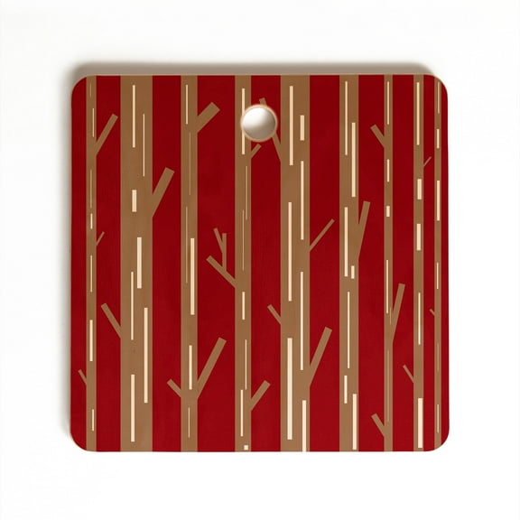 Society6 Lisa Argyropoulos Modern Trees Red Square Cutting Board