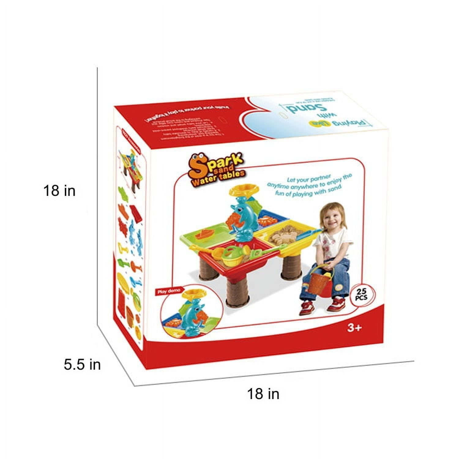 Sand and Water Table for Kids with 25PCS Accessories, Beach Outdoor Play Set Toddler by Mundo Toys