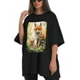 thumbnail image 4 of Plus Size Shirt for Women Black Tops for Women Short Sleeves Shirt for Women Fox T Shirt Crewneck Shirt for Women XL, 4 of 5
