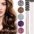 thumbnail image 4 of 12 pcs Hair Tinsel With Clips, Champagne Hair Tinsel Clips, 𝐓𝐢𝐧𝐬𝐞𝐥 Hair Extensions Clip In Champagnes, 23 Inch Glitter Hair Extensions, Fairy Hairs Kit,  (12*pcs Champagne,kkl), 4 of 7