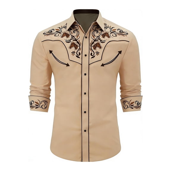 Mens Classic Western Denim Shirt Long Sleeve Slim Fit Casual Button Down Tops Clothing M