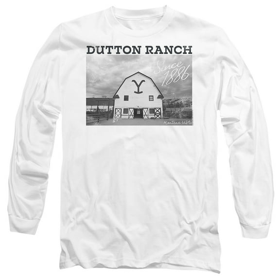 Yellowstone Dutton Barn Unisex Adult Long-Sleeve T Shirt (2X-Large) White