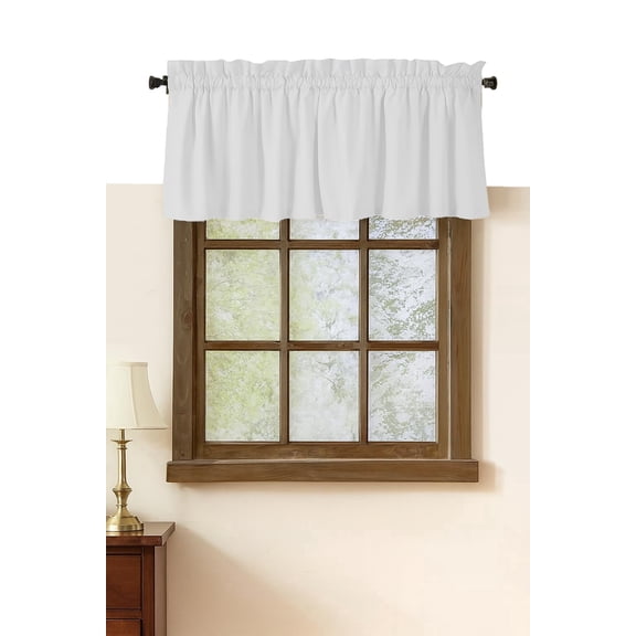 Native Fab Set of 2 Valance Curtains for Windows 54"x18" for Living Room Bedroom Kitchen Windows Bathroom, Farmhouse Vintage Curtain Valances Rod Pocket - White