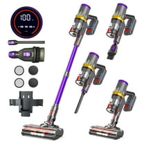 Cordless Vacuum Cleaner 38KPa/450W with Upto 90Mins Runtime | RFAQK Powerful Stick Vacuum Cleaner with 2 Hepa Filters-Wall Mounted-Touchscreen-Anti-Tangle Brush for Hardwood Floor-Carpet-Pet Hair