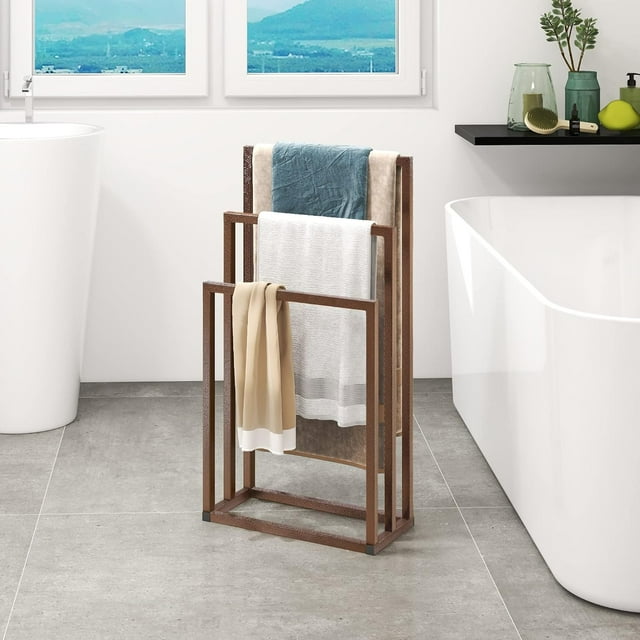 Towel Rack for Bathroom Storage Freestanding Towel Bar Stand Hand Towel Holder Ladder Drying Rack Bathroom Organizers Accessories for Bath Storage & Hand Towels