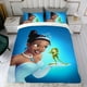thumbnail image 4 of Tiana: La Princesa y el Sapo Conjunto de sábanas temático, trío de piezas, cómodo y amigable con la piel, diseño único, regalo de decoración para el hogar para familiares, amigos y fans,140cm *210cm, 4 of 6