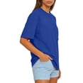 thumbnail image 3 of Lumtrix Womens 2026 Spring Summer Going Out Tops Casual Short Sleeve Crewneck Loose Fit Basic Oversized T Shirts Blue L, 3 of 4