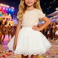 thumbnail image 2 of Gbsyewxs Girls Skirt Tutu Tulle Princess Girl Skirts Floral Print Elastic Waistband Carnival Performance Girls Cloths White Size 3-4 Years, 2 of 9