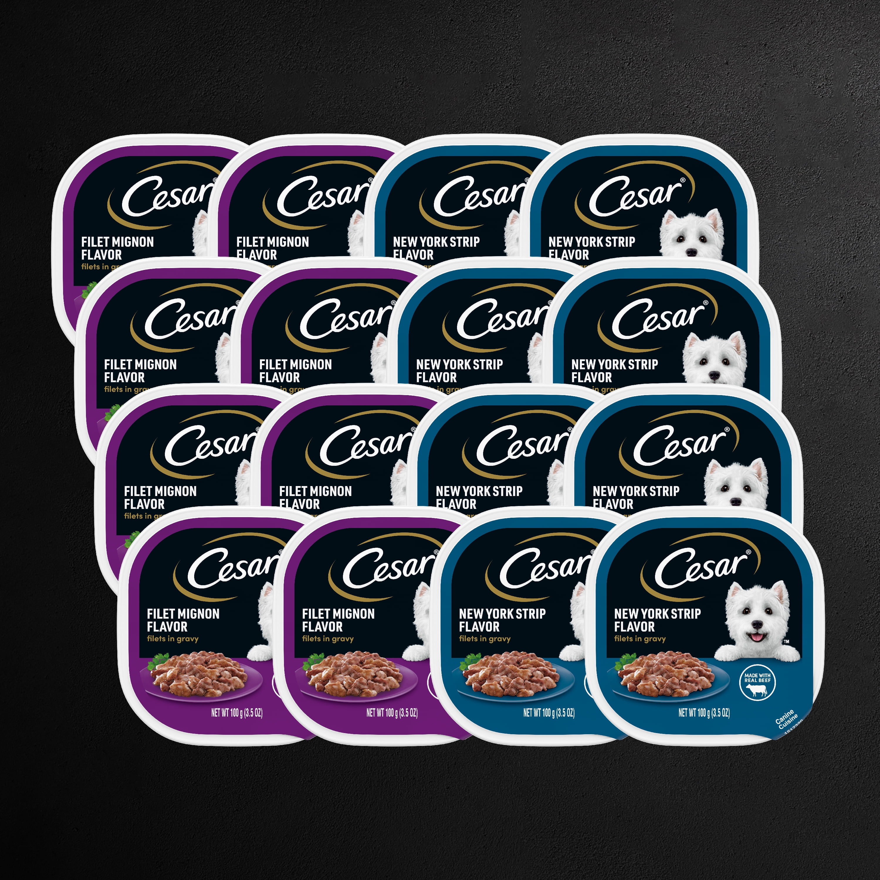 Cesar Filets In Gravy Variety Pack Wet Dog Food Adult 3.5 Oz. Pack