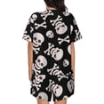 thumbnail image 6 of Fotbe black white Skull bone Print Pajama Set for Women 2 Piece Loungewear Short Sleeve Tops and Shorts Set Soft Sleepwear-Large, 6 of 7