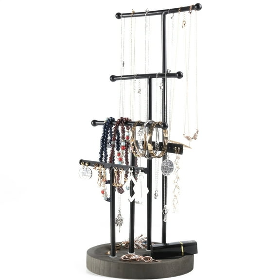 Becko US Jewelry Organizer Stand, 5-Tier Jewelry Holder for Necklaces Bracelets Earrings & Rings (Black)