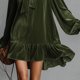 thumbnail image 5 of TaTaai Vintage Velvet Dress for Women, Stand Collar Puff Sleeve Elegant Gown, Loose Ruffle Hem Shift Dress, Perfect for Christmas and Winter Parties Gift, 5 of 9