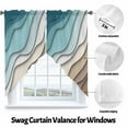 thumbnail image 3 of Swag Curtains Valances for Windows, Teal Brown Beach Coastal Short Kitchen Window Curtains Over Sink, Abstract Geometric Ocean Waves Cafe Curtains Panel Set Of 2,Rod Pocket, 36 Inches Length, 3 of 8