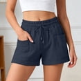 thumbnail image 2 of MEZZALL Women Linen Shorts Casual Summer Shorts High Waisted Comfy Pull On With Pockets Holiday Solid Color Daily Bottoms, 2 of 6