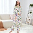 thumbnail image 6 of FORMRS Womens Pajama Set Long Sleeve Top and Pants with Pockets Soft Comfy Lounge Sleepwear, Sizes S-2XL, Purple Vegetables Pattern, 6 of 7