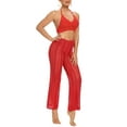 thumbnail image 2 of Seyurigaoka Women Hollow Out Pants Solid Color Elastic High Waist Trousers, 2 of 7