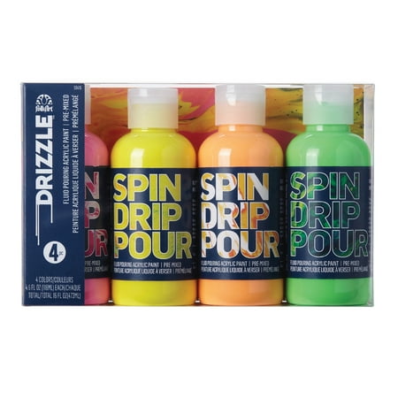 UPC: 0028995504167 | FolkArt Drizzle Pre-Mixed Fluid Pouring Acrylic Paint Set Neon Lights Set of 4