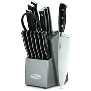Marco Almond KYA31 14-Piece Knife Block Set Kitchen Knife Set with Block Sharpener Stainless Steel