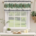 thumbnail image 2 of Christmas Pine Needle Curtain Valances for Windows, Kitchen Valance Window Treatments Panel 2 Pack, Xmas Pine Cones Black White Plaid Rod Pocket Short Curtains for Bathroom Bedroom 60 x 18 Inch, 2 of 8
