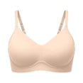 thumbnail image 4 of Wang6 Womens Wireless Plus Size Tshirts Bras Seamless No Underwire Push up Minimizer Bras Spaghetti Strap Bralettes Soft Everyday Bra Beige L, 4 of 4