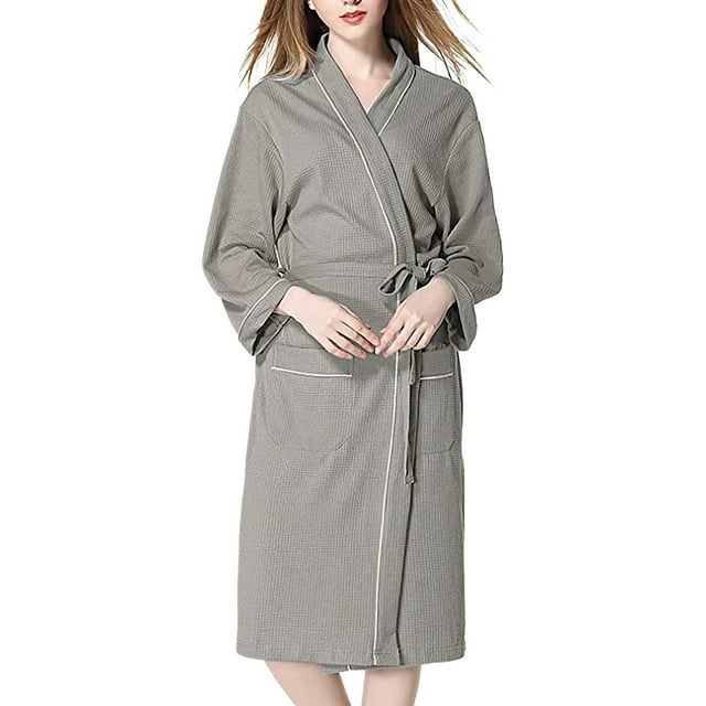 Ujnder Peignoirs Kimono pour Femmes Long Peignoir en Tricot Léger Doux Vêtement de Nuit en Tricot Gris G