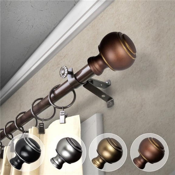Central Design 4898-287 0.812 in. Dia. Hal Curtain Rod, Cocoa - 28-48 in.