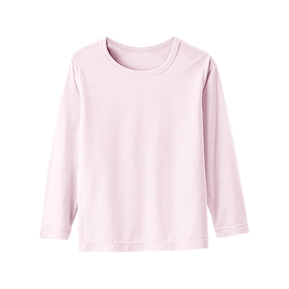 IFNWSV Girls Tops Long Sleeve Crewneck Solid Color Blend Tee Shirts for Girls Casual Pullover Basic Top Pink 12 Years