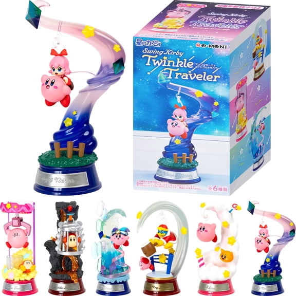 Hamee RE-MENT Blind Box - Swing Kirby Twinkle Traveler Figurine Set - 1 Pc. | Cute Blind Box Diorama Miniature Figure Set, Collectible Display Figure, Birthday Gift, Party Favor, Home Décor