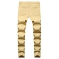 thumbnail image 4 of Juicy Trendz Men’s Distressed Ripped Jeans – Regular Fit Stretch Denim Pants with Knee Holes, Lightweight Biker Streetwear Style Khaki W32 X L34, 4 of 7