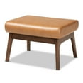 thumbnail image 2 of Baxton Studio Bianca Mid-Century Modern Walnut Brown Finished Wood and Tan Faux Leather Effect Ottoman, 2 of 9
