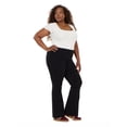 thumbnail image 4 of Forever 21 Women's Jersey Fold Over Waist Pants with Graphic Detail, Flare Leg Lounge Pants, Stretch Casual Everyday Comfort Style, Black, XXS-4X, 4 of 6