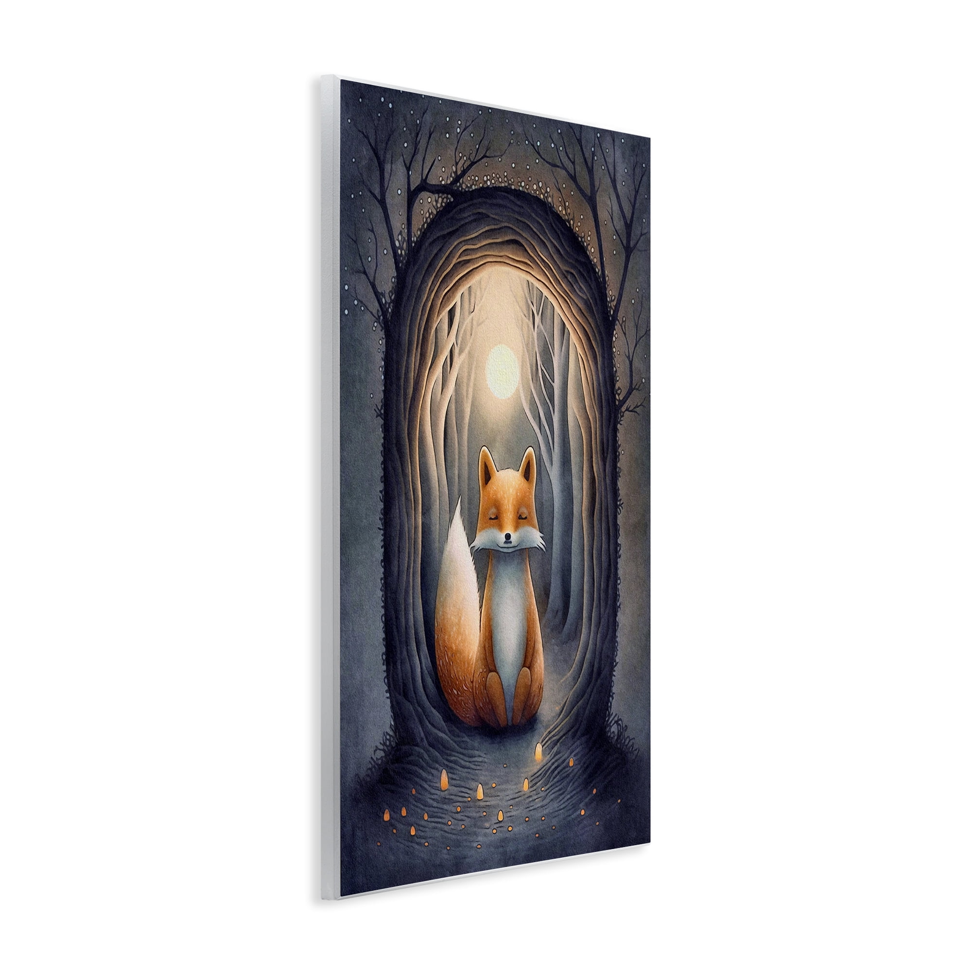 Stupell Industries Mystic Fox in Nature Landscape Painting Unframed Art Print Wall Art, 10 x 15